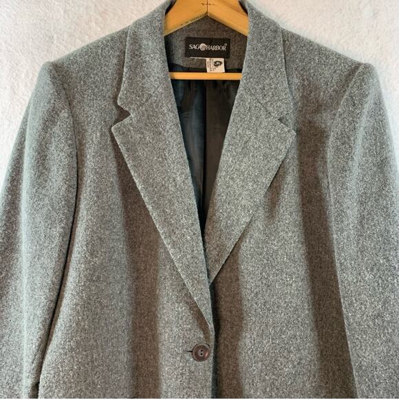 Womens Wool Blend Blazer‎ Size XL Gray Academia English Countryside Preppy - Picture 2 of 8